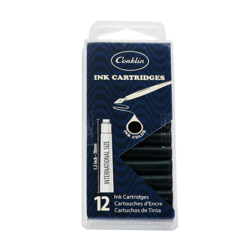 Pk/12 Conklin Standard International Ink Cartridges, Black