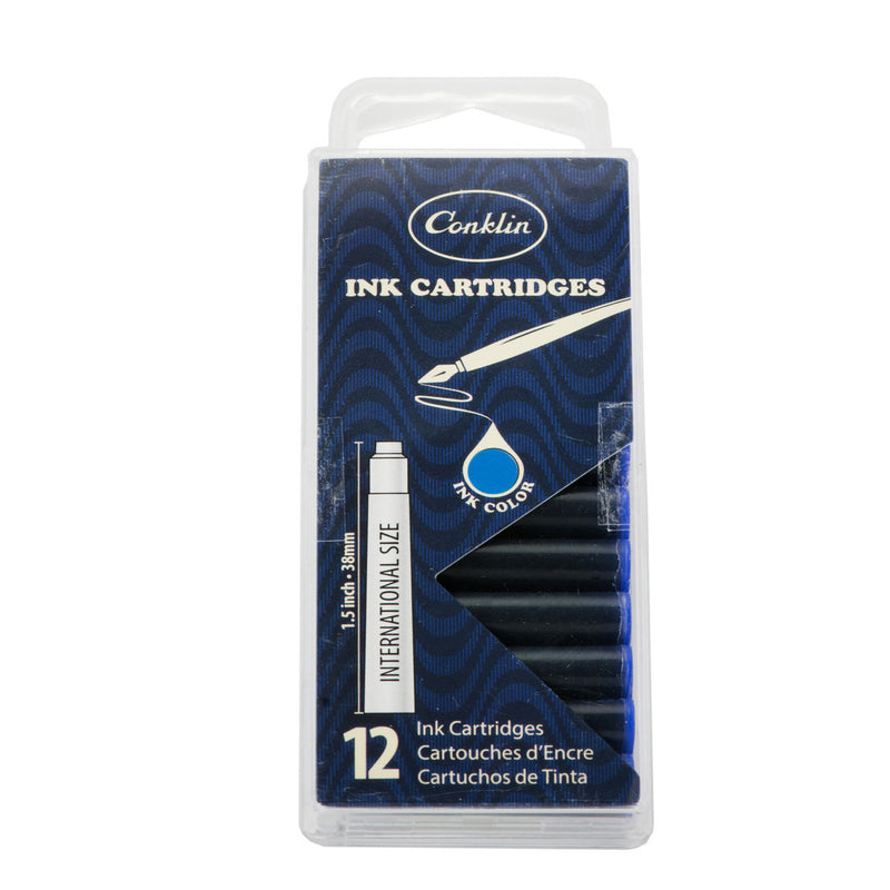 Pk/12 Conklin Standard International Ink Cartridges, Blue