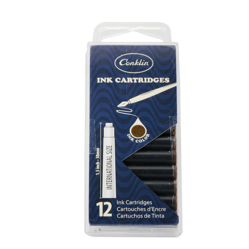 Pk/12 Conklin Standard International Ink Cartridges, Brown