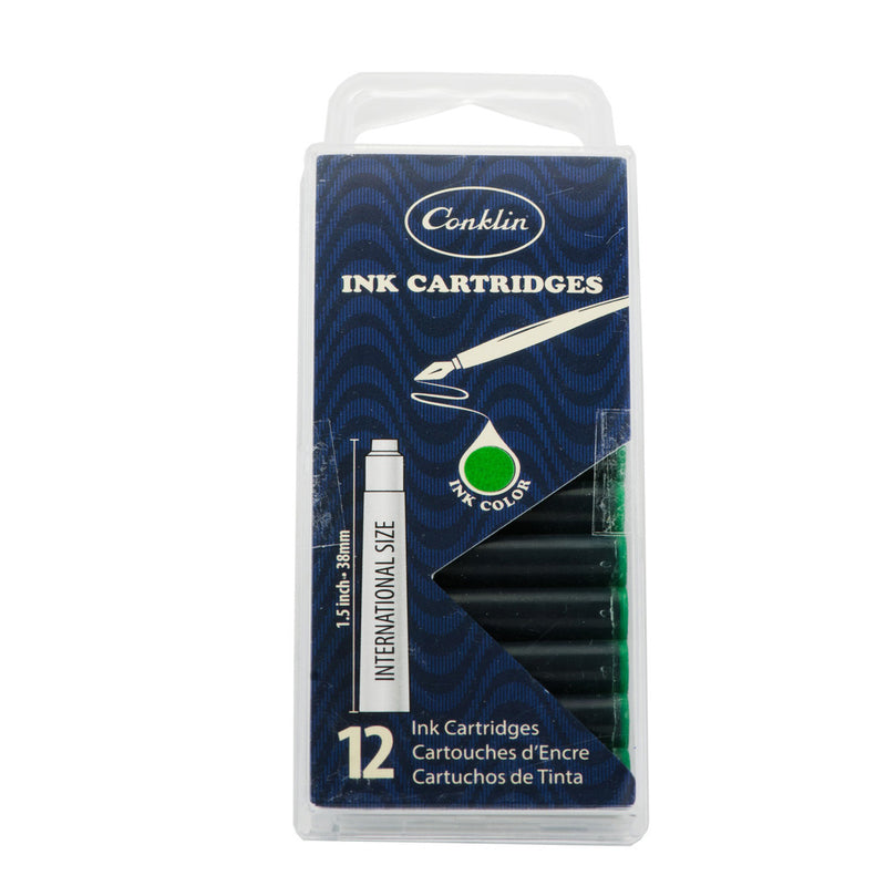 Pk/12 Conklin Standard International Ink Cartridges, Green