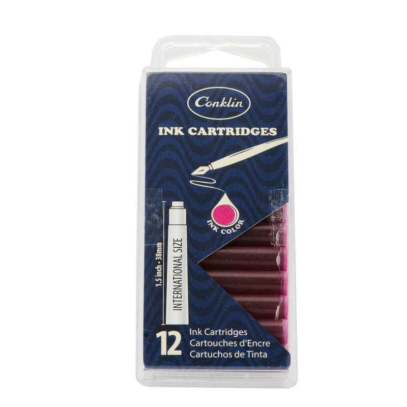 Pk/12 Conklin Standard International Ink Cartridges, Pink