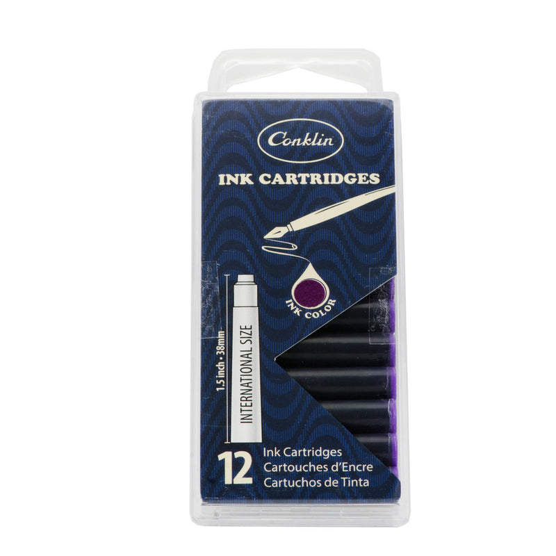 Pk/12 Conklin Standard International Ink Cartridges, Purple