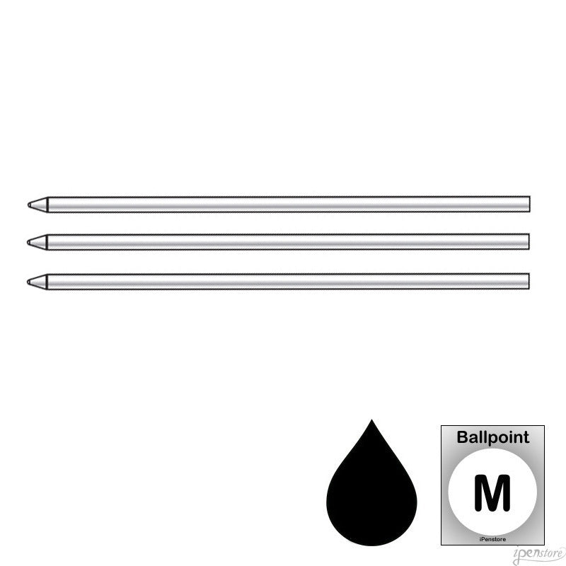 Pk/3 Monteverde D13 SoftRoll Mini (D1) Ballpoint Refills, Black, Medium