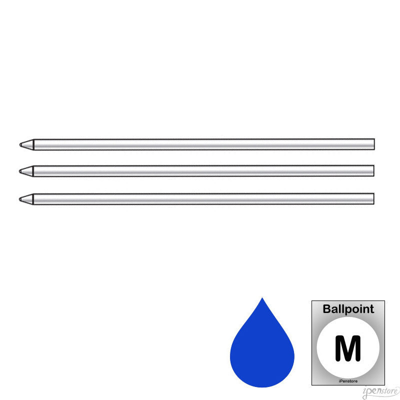 Pk/3 Monteverde D13 SoftRoll Mini (D1) Ballpoint Refills, Blue, Medium