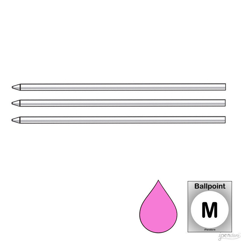 Pk/3 Monteverde D13 SoftRoll Mini (D1) Ballpoint Refills, Pink, Medium