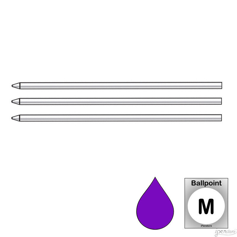 Pk/3 Monteverde D13 SoftRoll Mini (D1) Ballpoint Refills, Purple, Medium