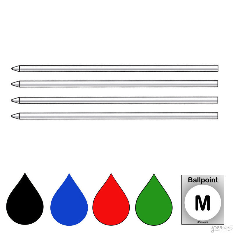 Pk/4 Monteverde D13 Mini (D1) Ballpoint Refills, Black/Blue/Red/Green