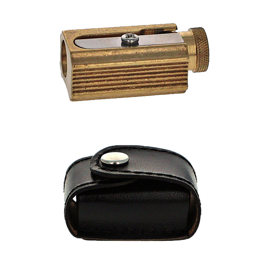DUX #4322 Brass Single Hole Adjustable Pencil Sharpener, with Leather