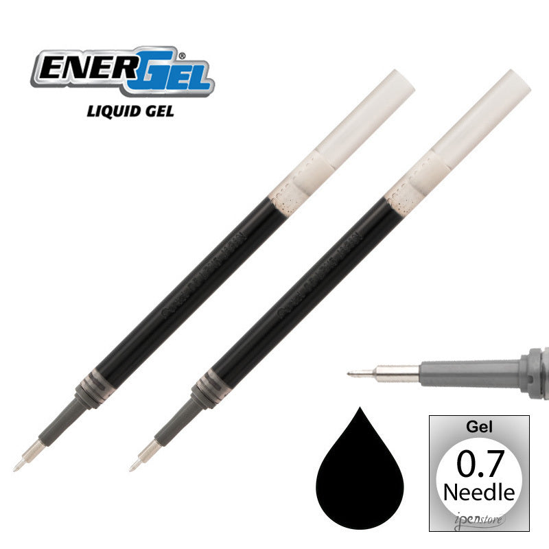 2 Pk Pentel LRN7-A EnerGel Refills, 0.7 mm Medium Needle Tip, Black