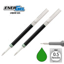 2 Pk Pentel LRN5-D EnerGel Refills, 0.5 mm Fine Needle Tip, Green