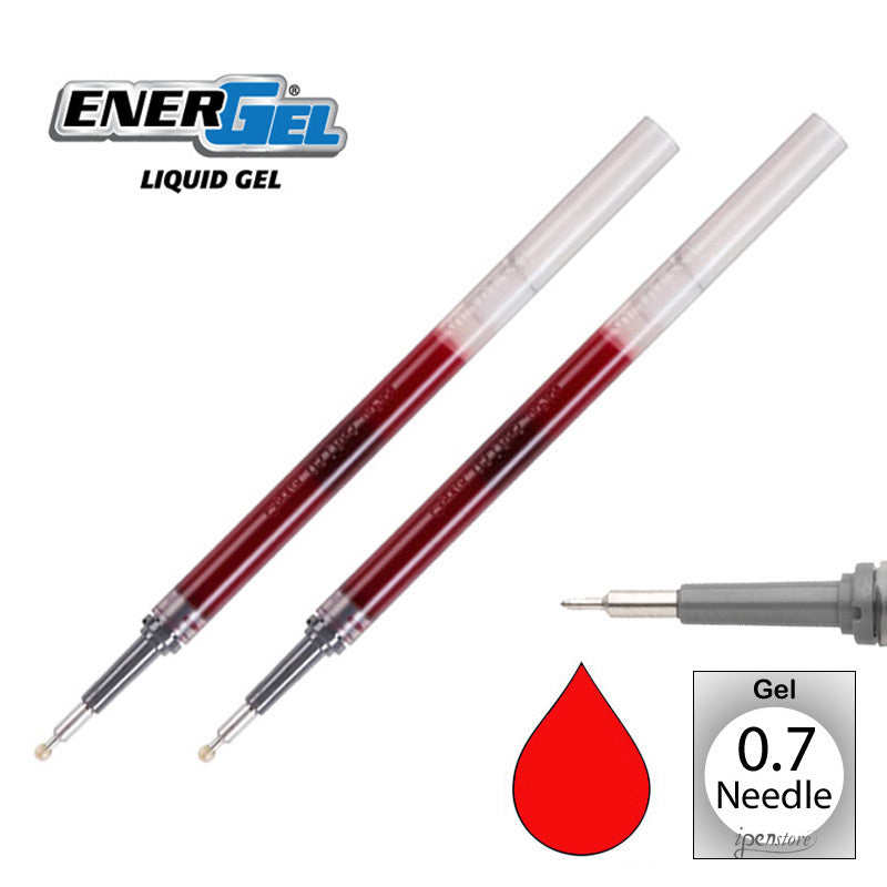 2 Pk Pentel LRN7-B EnerGel Refills, 0.7 mm Medium Needle Tip, Red