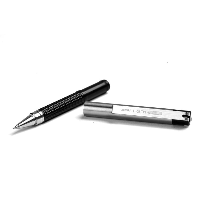 Zebra F-301 Compact Stainless Steel Ballpoint Pen - 0.7 mm - Black Ink