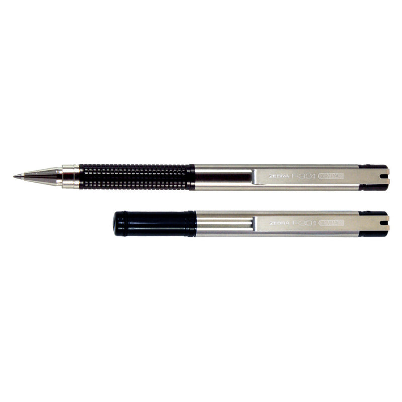 Pk/2 Zebra F-301 Compact Capped Ballpoint Pens, Black