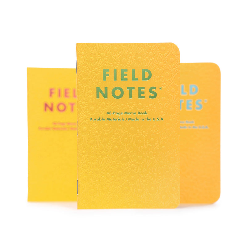 Pack of 3 Field Notes, "Signs of Spring", Embossed Yellow Cover, Dot-Graph Paper