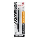 Zebra G-450 Premium Metal Barrel Retractable Gel Pen, Rubber Grip, Black