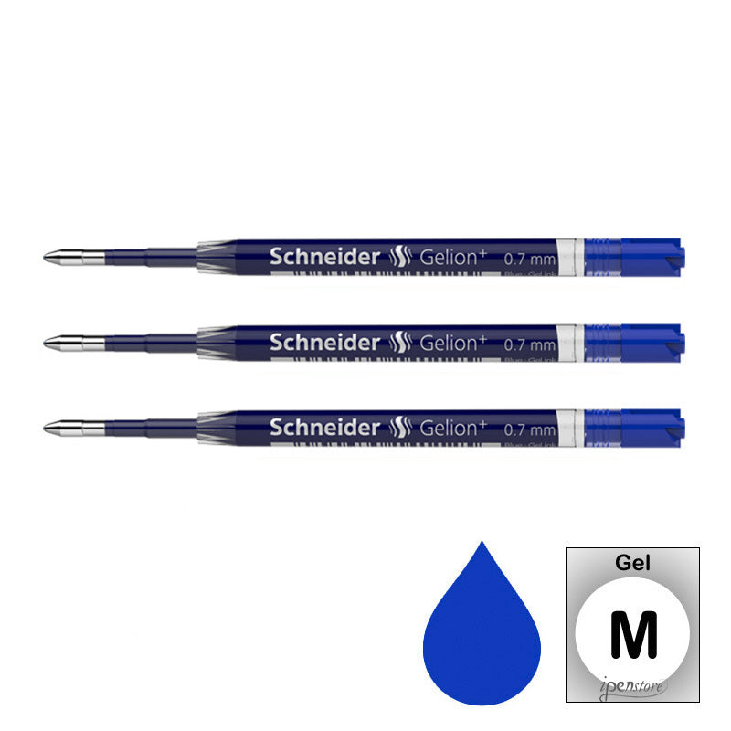 Pk/3 Schneider Gelion+ Gel Ballpoint Refills, Blue M (0.7mm)