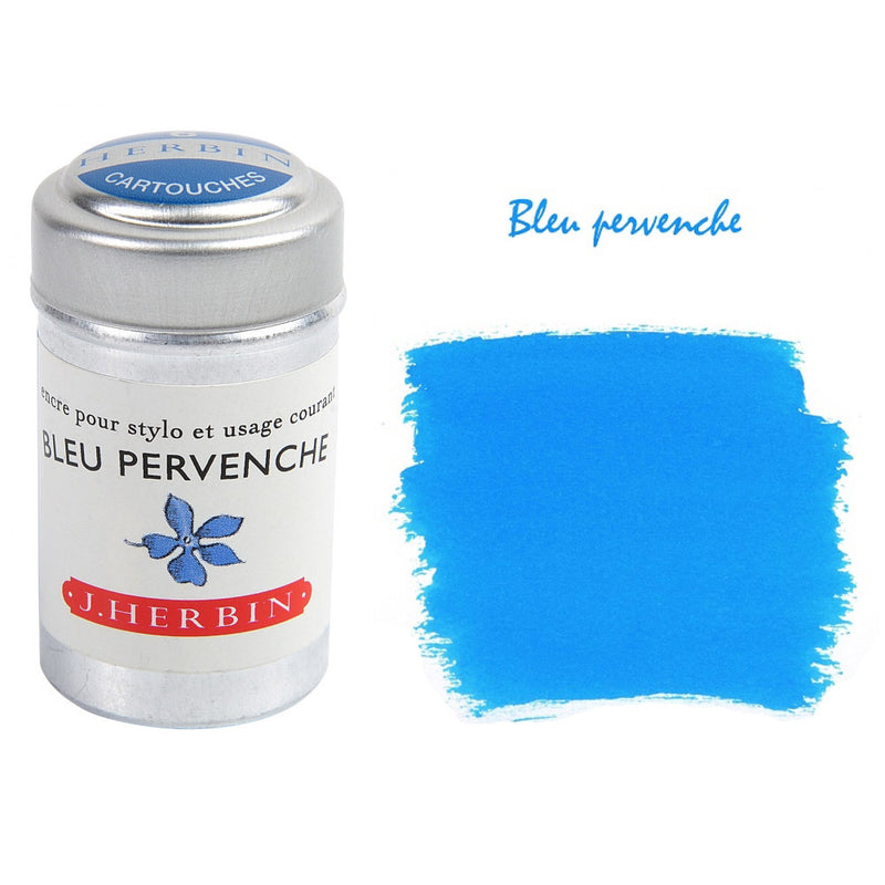 Pk/6 J. Herbin Fountain Pen Ink Cartridges, Bleu Pervenche (Periwinkle)