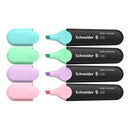 Pack/4 Schneider Job Highlighters, Pastel Turquoise-Mint-Lilac-Rose