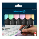 Pack/6 Schneider Job Highlighters, Pastel Turquoise-Mint-Lilac-Rose-Peach-Vanilla
