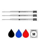 Pk/3 Monteverde P13 Parker-Style Ballpoint Refills, Black-Blue-Red, Med