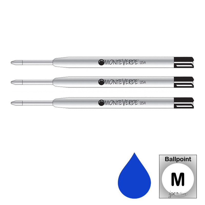 Pk/3 Monteverde P13 Parker-Style Ballpoint Refills, Blue, Medium