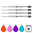 Pk/4 Monteverde P13 Parker-Style Ballpoint Refills, Orange-Pink-Purple-Turquoise, Med
