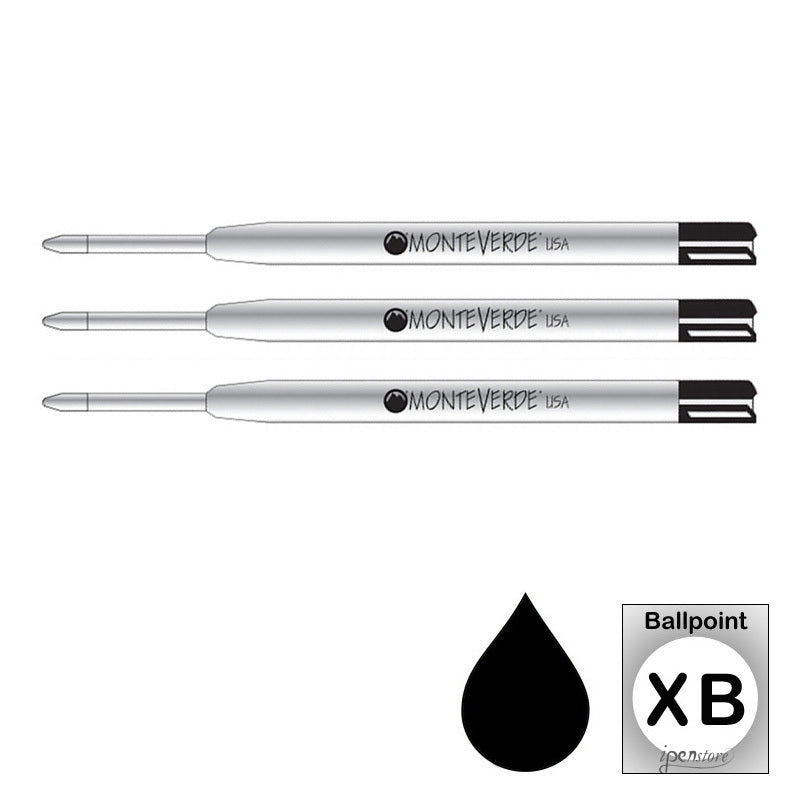 Pk/3 Monteverde P15 Parker-Style Ballpoint Refills, Black, Super Broad