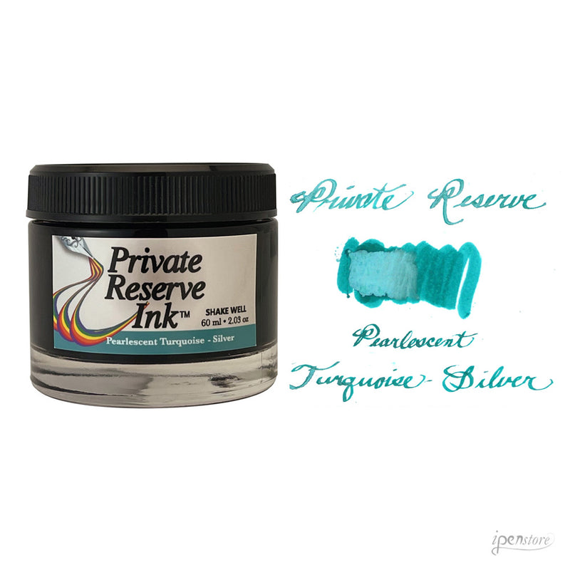 Private Reserve 60 ml Bottle Fountain Pen Ink, Pearlescent Turquoise-Silver