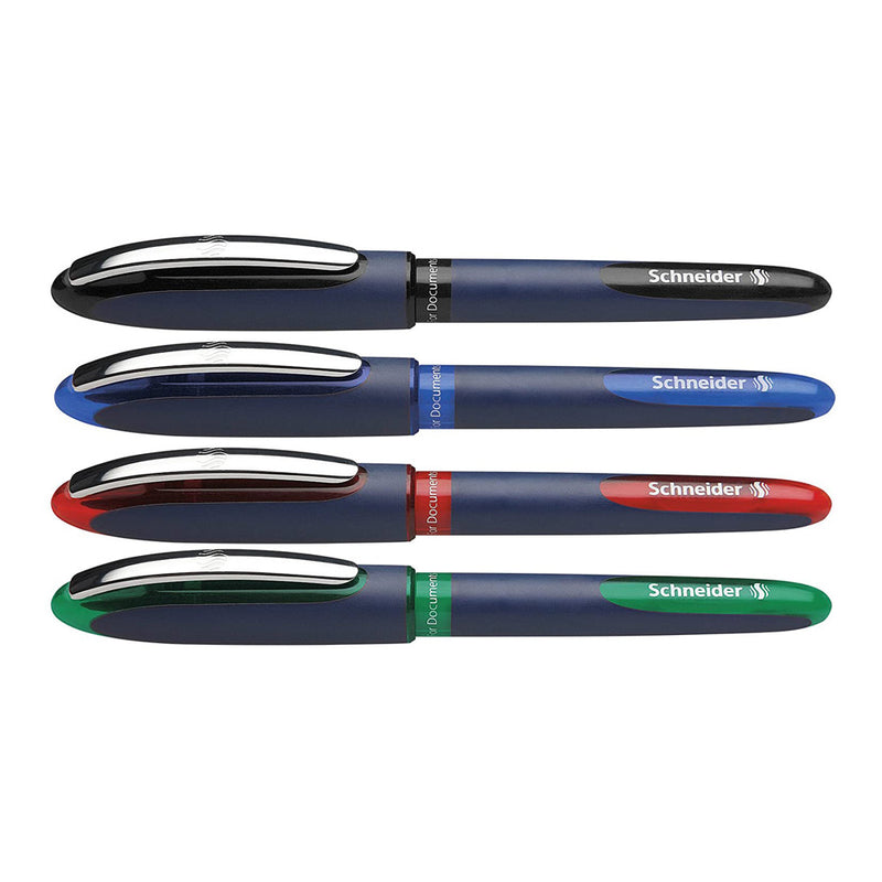 Pack/4 Schneider One Business Rollerball Pens, 0.6 mm, Black, Blue, Red & Green