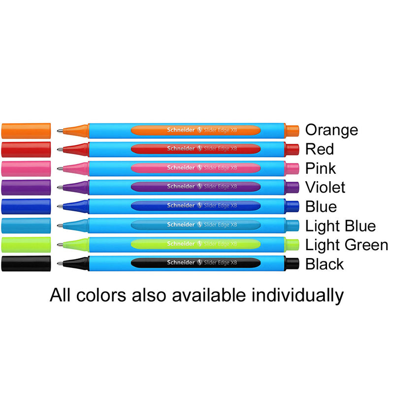 Set/8 Schneider Slider Edge Triangular-Barrel Viscoglide Ballpoint Pens, 8 Colors XB