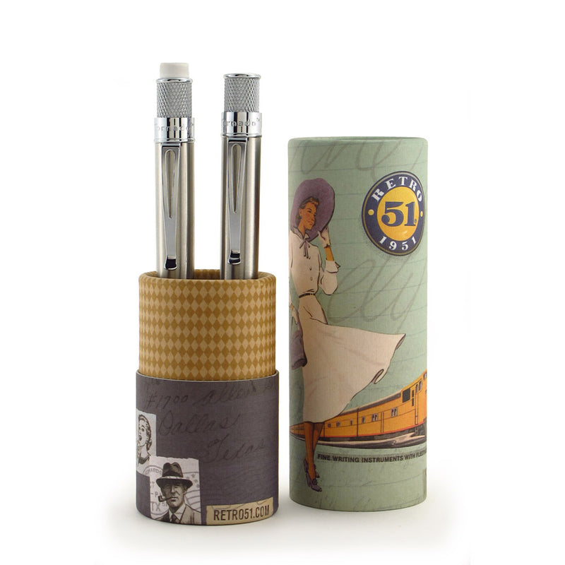 Retro 51 Tornado Rollerball Pen & Pencil Gift Set, Stainless