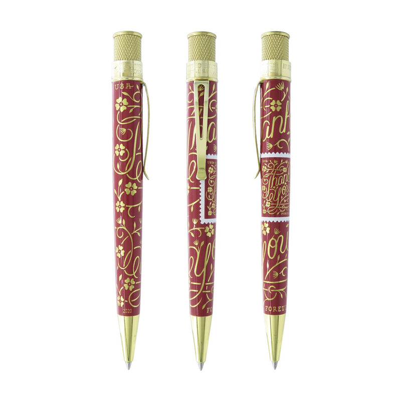 Retro 51 Tornado US Post Office Series Rollerball Pen, Thank You Stamp, Soft Maroon