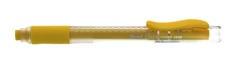 PENTEL Retractable Clic Eraser Grip, Clear Barrel, Banana Yellow Eraser