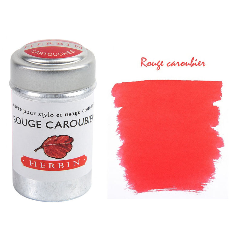 Pk/6 J. Herbin Fountain Pen Ink Cartridges, Rouge Caroubier (Carob Red)