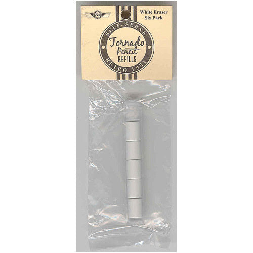 Pk/6 Retro 51 REF20-E Eraser Refills for Tornado Pencils, White