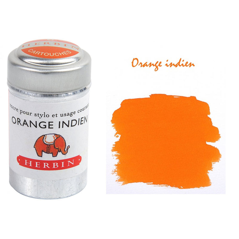 Pk/6 J. Herbin Fountain Pen Ink Cartridges, Orange Indien