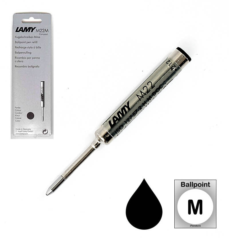 Lamy M22 Compact Ballpoint Pen Refill, Black Medium