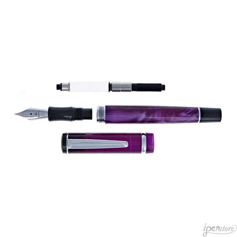 Rosetta Magellan Fountain Pen, Purple, Chrome Trim, 6 nib choices