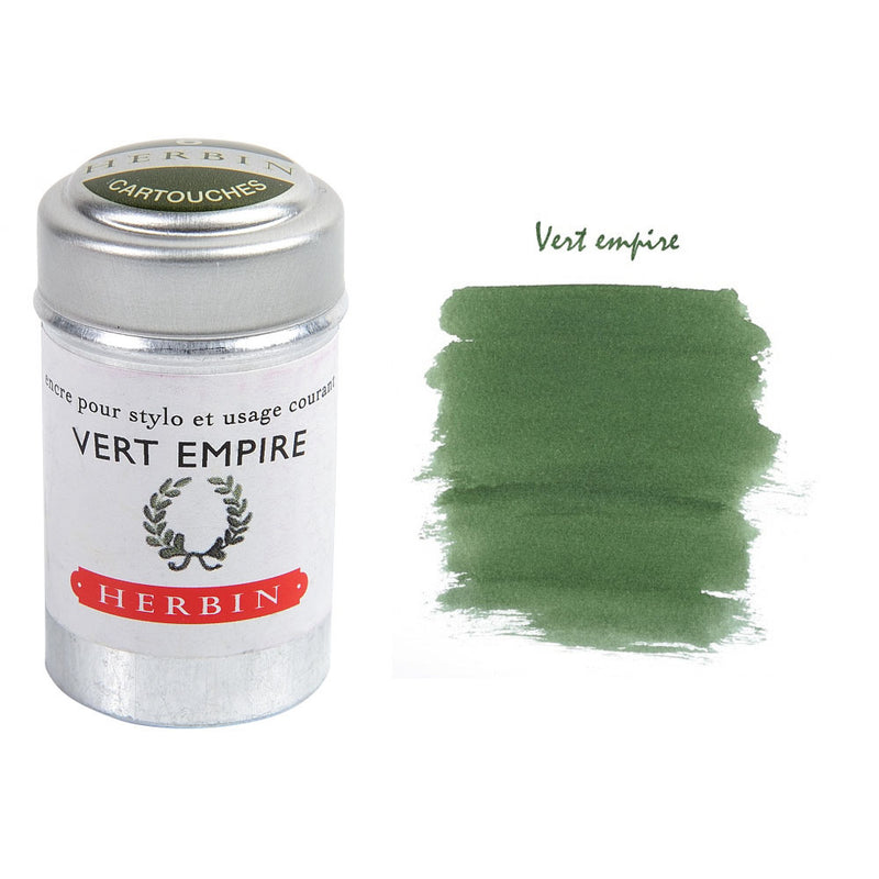 Pk/6 J. Herbin Fountain Pen Ink Cartridges, Vert Empire (Green)