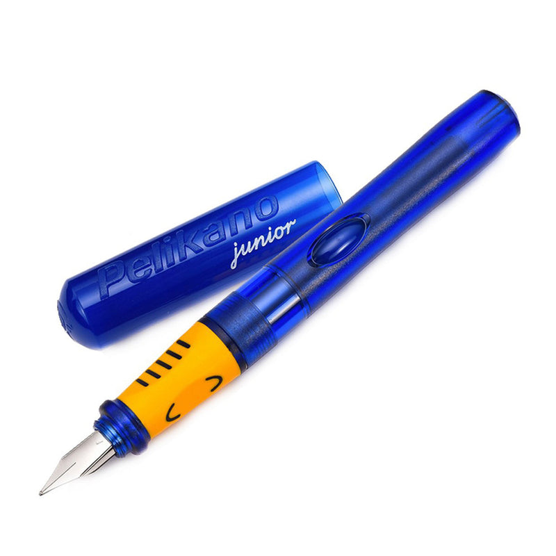 Pelikan Pelikano Junior Fountain Pen, Translucent Blue, Left-Handed, Med Nib