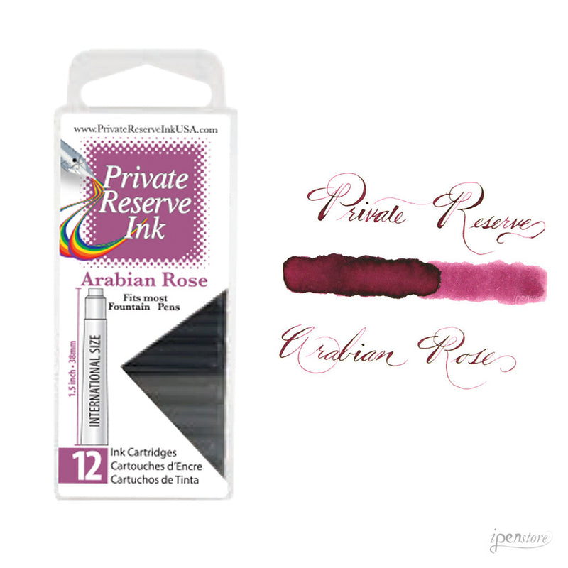 Pk/12 Private Reserve Fountain Pen Ink Cartridges, Arabian Rose