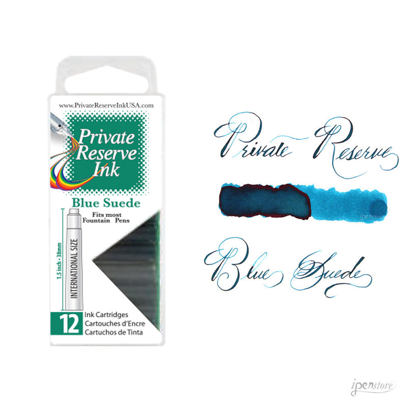 Pk/12 Private Reserve Fountain Pen Ink Cartridges, Blue Suede