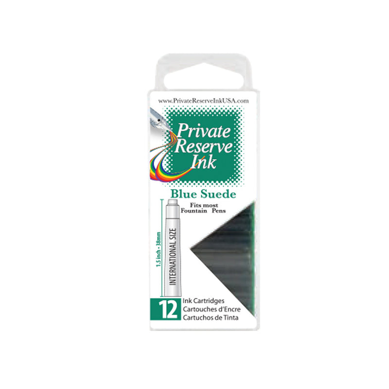 Pk/12 Private Reserve Fountain Pen Ink Cartridges, Blue Suede