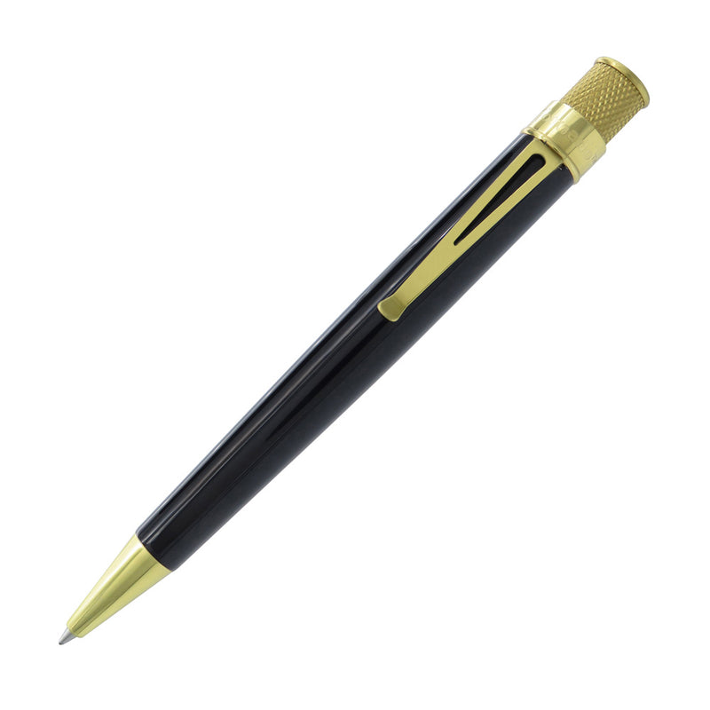 Retro 51 Tornado Brass Classic Rollerball Pen, Black, Polished Brass Trims