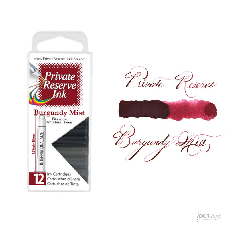 Pk/12 Private Reserve Fountain Pen Ink Cartridges, Burgundy Mist