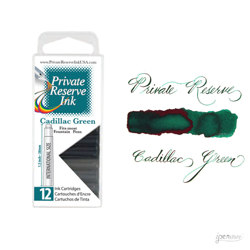 Pk/12 Private Reserve Fountain Pen Ink Cartridges, Cadillac Green