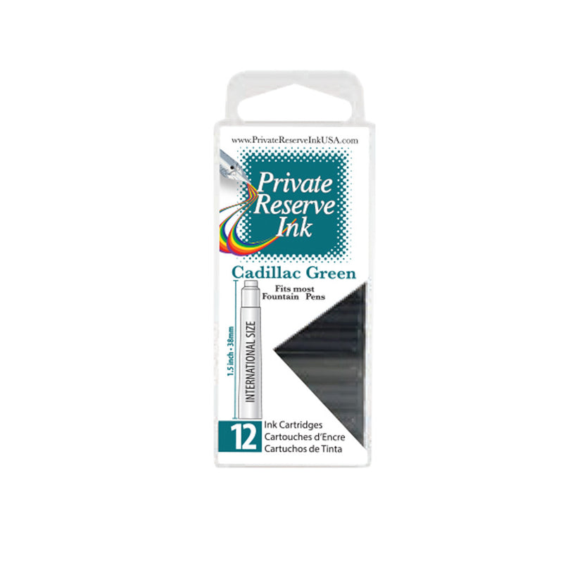 Pk/12 Private Reserve Fountain Pen Ink Cartridges, Cadillac Green