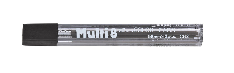 Tube/2 CH2-A Pentel Multi 8 Color 2 mm Lead Refill, Black