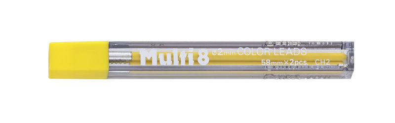 Tube/2 CH2-G Pentel Multi 8 Color 2 mm Lead Refill, Yellow