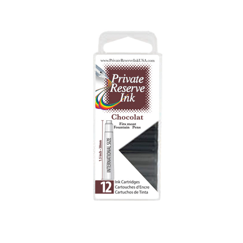 Pk/12 Private Reserve Fountain Pen Ink Cartridges, Chocolat